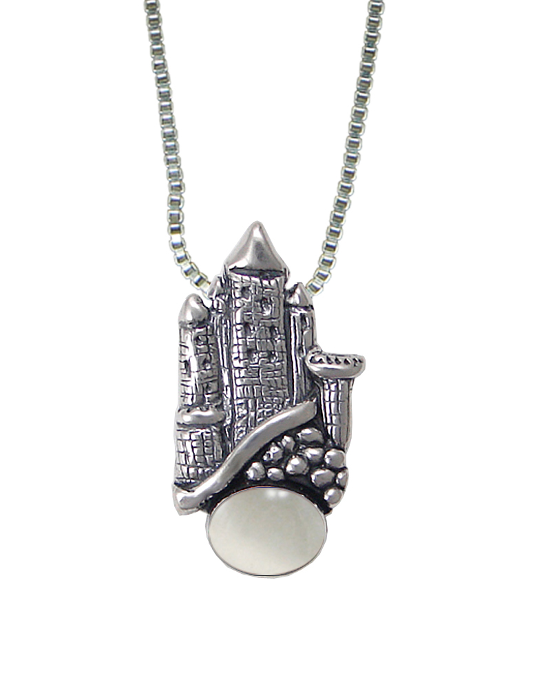 Sterling Silver Castle Pendant With the Clouds And White Moonstone